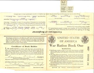 Lawrence Beal's war ration book 1 with some ration stamps