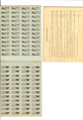 WW II ration book 3 stamps and back cover