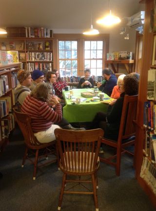Coffee hour at the Islesford Library