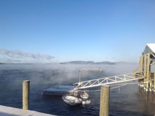 Cranberry Isles Fisherman's Coop float in winter
