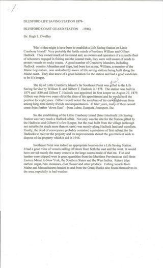 Hugh Dwelley write up about the USCGS