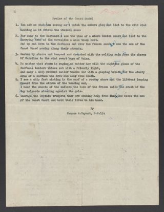"Praise of the Coast Guard" Poetry, undated