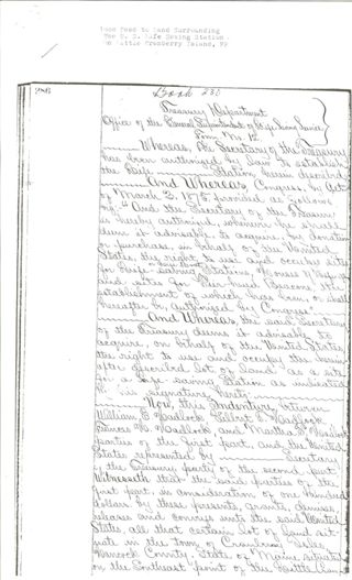 1888 Deed to U.S. Life Saving Station
