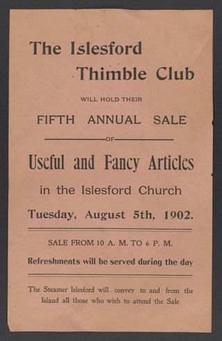 The Islesford Thimble Club Annual Sale Poster