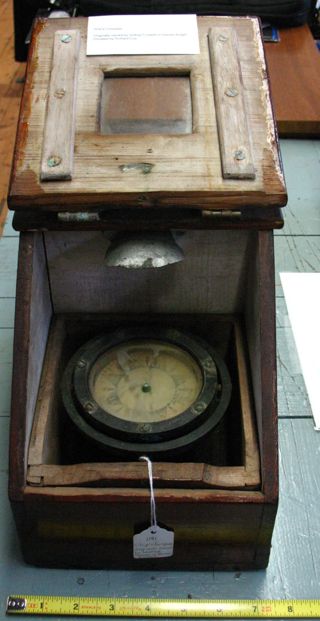Boat compass in wooden Binnacle box