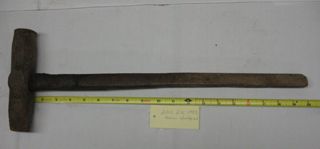 Maul tool with iron head and hand-fashioned wood handle