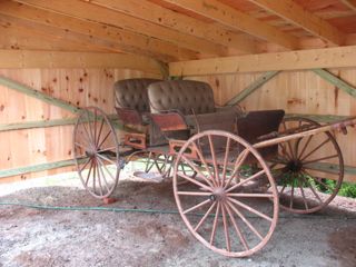 Buckboard: wooden wheels with iron cladding made in Bar Harbor