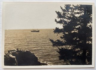 Collection of photographs recording the arrival of the International One Design sailboats