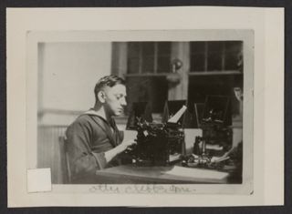 Otter Cliffs Radio Station Officer Typing Print