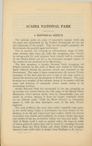 Acadia National Park: A Historical Sketch