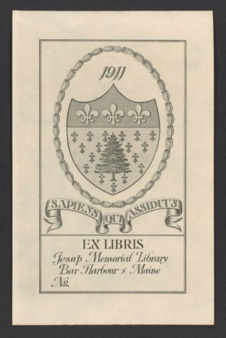 Jesup Memorial Library Book Plate, 1911