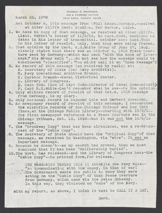 From Herbert C. Hovenden Letter, March 25, 1978