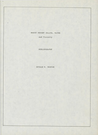 Mount Desert Island Maine and Vicinity: Bibliography