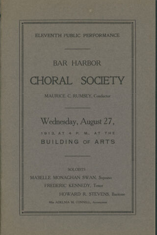 Bar Harbor Choral Society,Aug. 27 1913