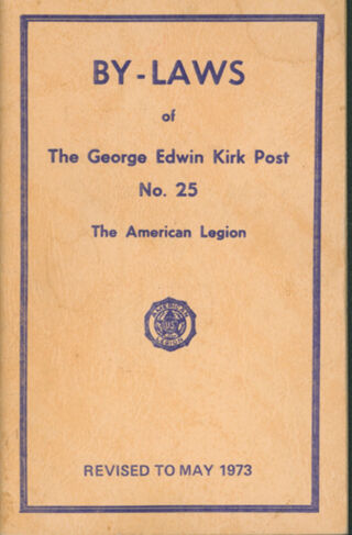 By-Laws of the George Edwin Kirk Post No. 25 The American Legion