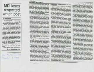 (Moore, Ruth) MDI Loses Respected Writer Poet