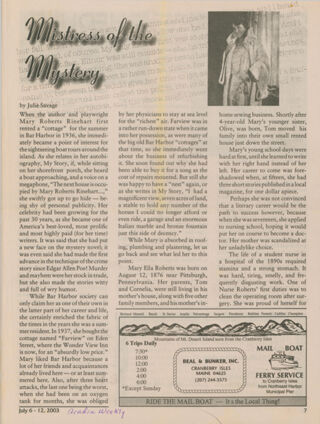 (Rinehart, Mary Roberts) Mistress of the Mystery