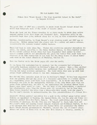 The Bar Harbor Fire