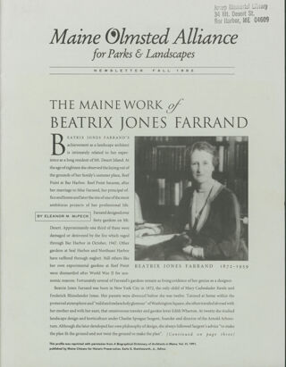 The Maine Work of Beatrix Jones Farrand