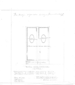 Jesup Memorial Library Architectural Drawings - 3/4" Detail Leather Covered Doors in Rotunda - Detail No. 245