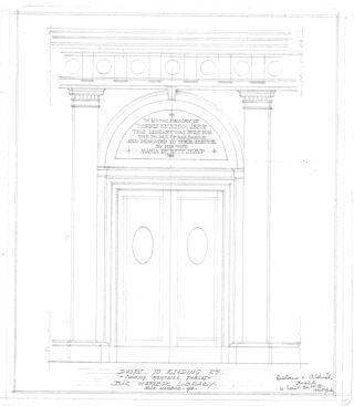 Jesup Memorial Library Architectural Drawings - Doors to Reading Rm - Showing Memorial Tablet