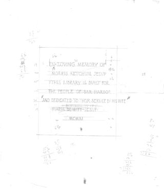 Jesup Memorial Library Architectural Drawings - Memorial Tablet Design with Calculations