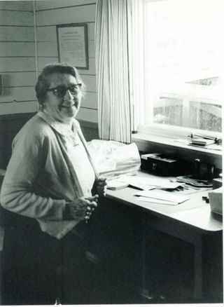 Hilda Spurling working at the post office