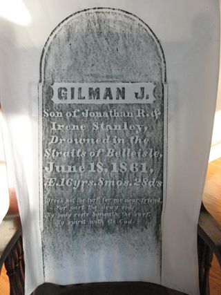 Headstone rubbings Stanley Cemetery and Harding Point Cemetery