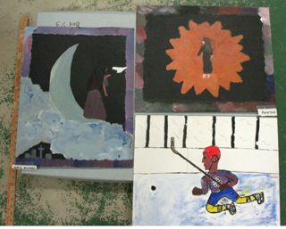 Cardboard panels painted by GCI school children