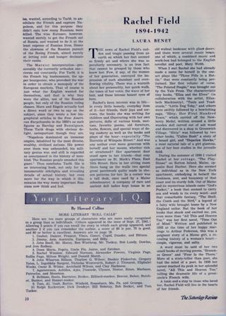 Remembrance article about Rachel Field 1942