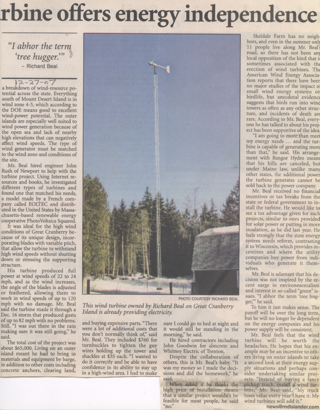 Wind Turbine offers energy independence.