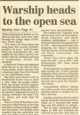 "Warship heads to the open sea"