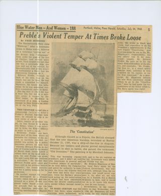 "Preble's Violent Temper At Times Broke Loose."