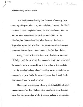 Remembering Emily Roberts