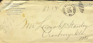 Envelope accompanying Lewis Stanley License to Navigate