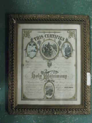 Certificate of Marriage. Beniah Bunker and Josie S. Stanley