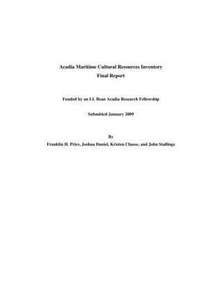 Acadia Maritime Cultural Resources Inventory Final Report