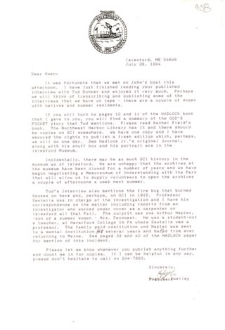 Correspondence pertaining to 1993-1994 interviews