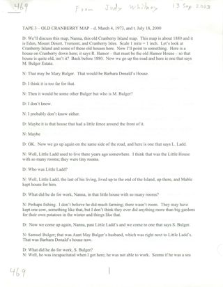 Transcript of interview of Ella Bates Spurling 1973