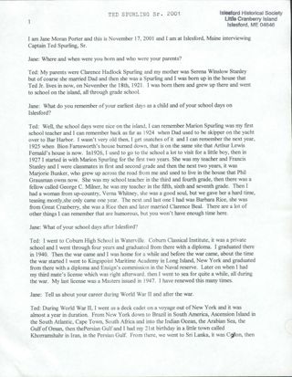Transcript of interview of Ted Spurling Sr.