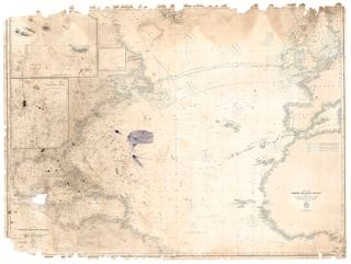 Nautical charts (1855-1877) used by Meltiah and Carrie Richardson for transatlantic voyages