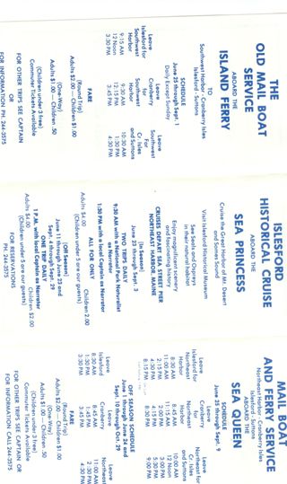 Polly Storey Collection - Wild Island Farm - Mail Boat Ferry Schedule