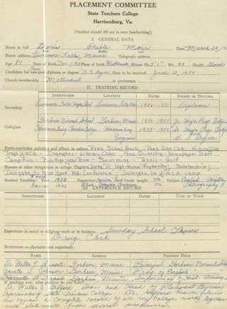 Marr - Doris Preble Marr Placement Committee Application.
