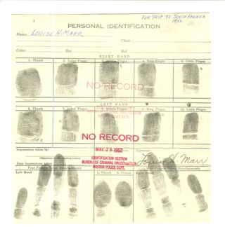 Marr - Louise H. Marr Personal Identification Card.