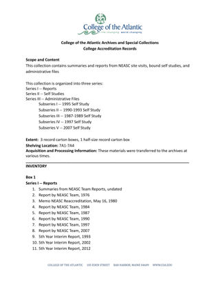 College Accreditation Records