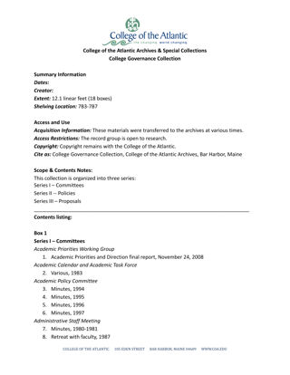 College Governance Collection