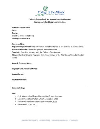 Islands and Island Programs Collection