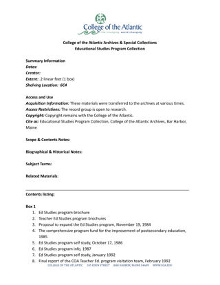 Educational Studies Program Collection