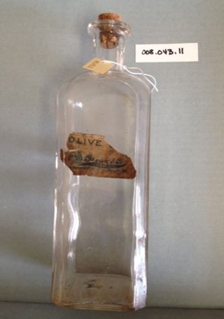 Old Clear Square Bottle with a Stopper