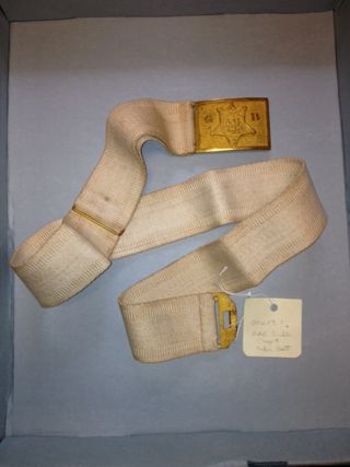 GAR Buckle and White Fabric Belt